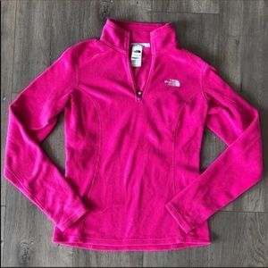 North Face Pink Fleece Half Zip Pink Pullover